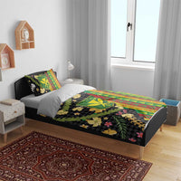 Hawaiian Tropical Plants Lei Bedding Set Kanaka Maoli Tribal with Palaka Motifs LT03 - Polynesian Pride