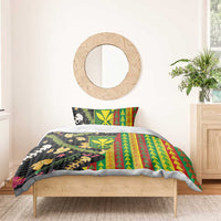 Hawaiian Tropical Plants Lei Bedding Set Kanaka Maoli Tribal with Palaka Motifs LT03 - Polynesian Pride