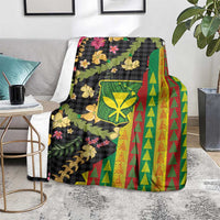 Hawaiian Tropical Plants Lei Blanket Kanaka Maoli Tribal with Palaka Motifs LT03 - Polynesian Pride