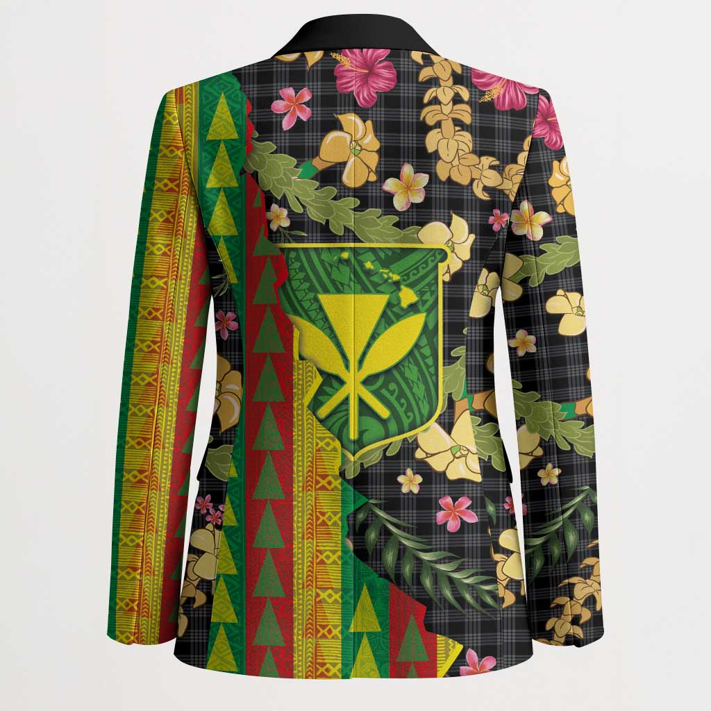 Hawaiian Tropical Plants Lei Blazer Kanaka Maoli Tribal with Palaka Motifs LT03 - Polynesian Pride