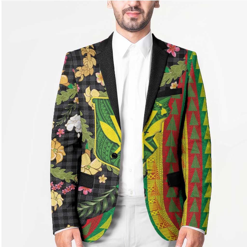 Hawaiian Tropical Plants Lei Blazer Kanaka Maoli Tribal with Palaka Motifs LT03 - Polynesian Pride