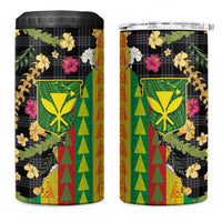 Hawaiian Tropical Plants Lei 4 in 1 Can Cooler Tumbler Kanaka Maoli Tribal with Palaka Motifs LT03 One Size: 16 oz Multicolor - Polynesian Pride