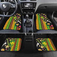 Hawaiian Tropical Plants Lei Car Mats Kanaka Maoli Tribal with Palaka Motifs LT03 Set 4pcs Multicolor - Polynesian Pride