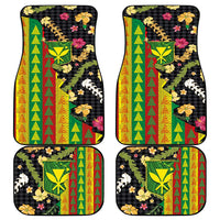 Hawaiian Tropical Plants Lei Car Mats Kanaka Maoli Tribal with Palaka Motifs LT03 - Polynesian Pride