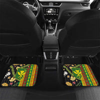 Hawaiian Tropical Plants Lei Car Mats Kanaka Maoli Tribal with Palaka Motifs LT03 Set 2pcs - Back Multicolor - Polynesian Pride