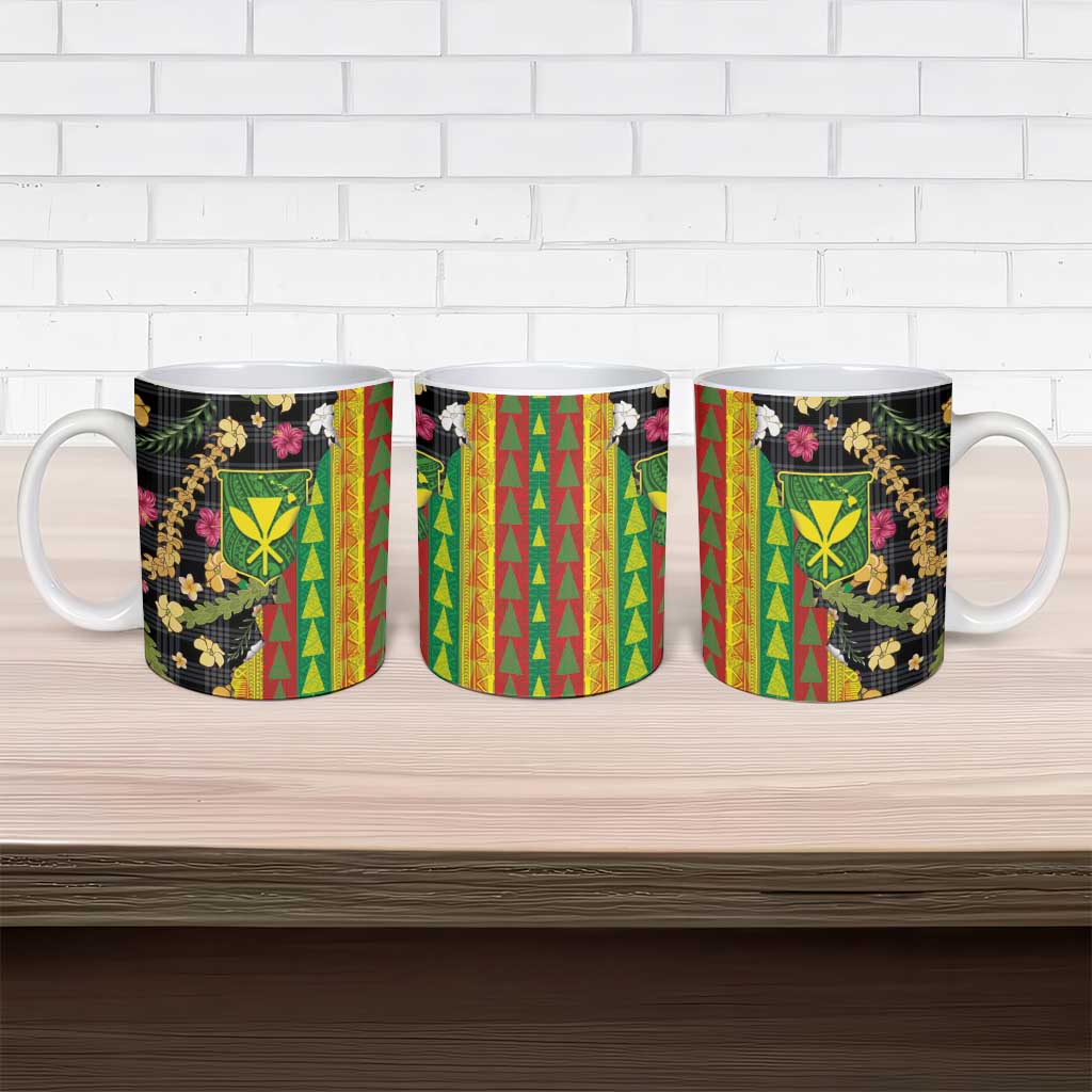 Hawaiian Tropical Plants Lei Ceramic Mug Kanaka Maoli Tribal with Palaka Motifs LT03 - Polynesian Pride