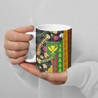 Hawaiian Tropical Plants Lei Ceramic Mug Kanaka Maoli Tribal with Palaka Motifs LT03 - Polynesian Pride
