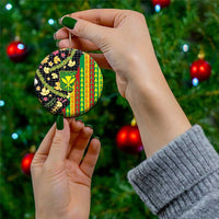 Hawaiian Tropical Plants Lei Ceramic Ornament Kanaka Maoli Tribal with Palaka Motifs - Polynesian Pride