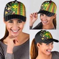 Hawaiian Tropical Plants Lei Classic Cap Kanaka Maoli Tribal with Palaka Motifs LT03 - Polynesian Pride