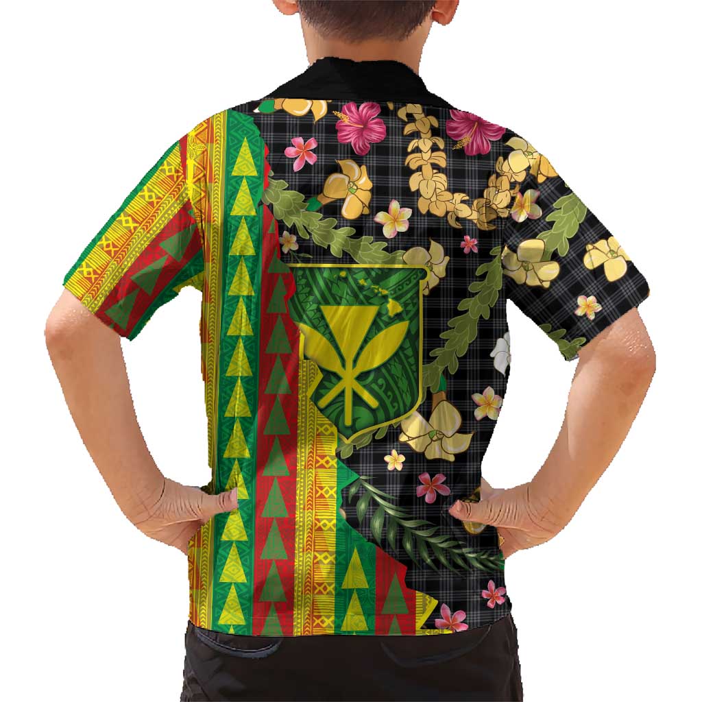 Hawaiian Tropical Plants Lei Family Matching Long Sleeve Bodycon Dress and Hawaiian Shirt Kanaka Maoli Tribal with Palaka Motifs LT03 - Polynesian Pride