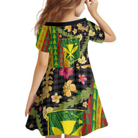 Hawaiian Tropical Plants Lei Family Matching Long Sleeve Bodycon Dress and Hawaiian Shirt Kanaka Maoli Tribal with Palaka Motifs LT03 - Polynesian Pride