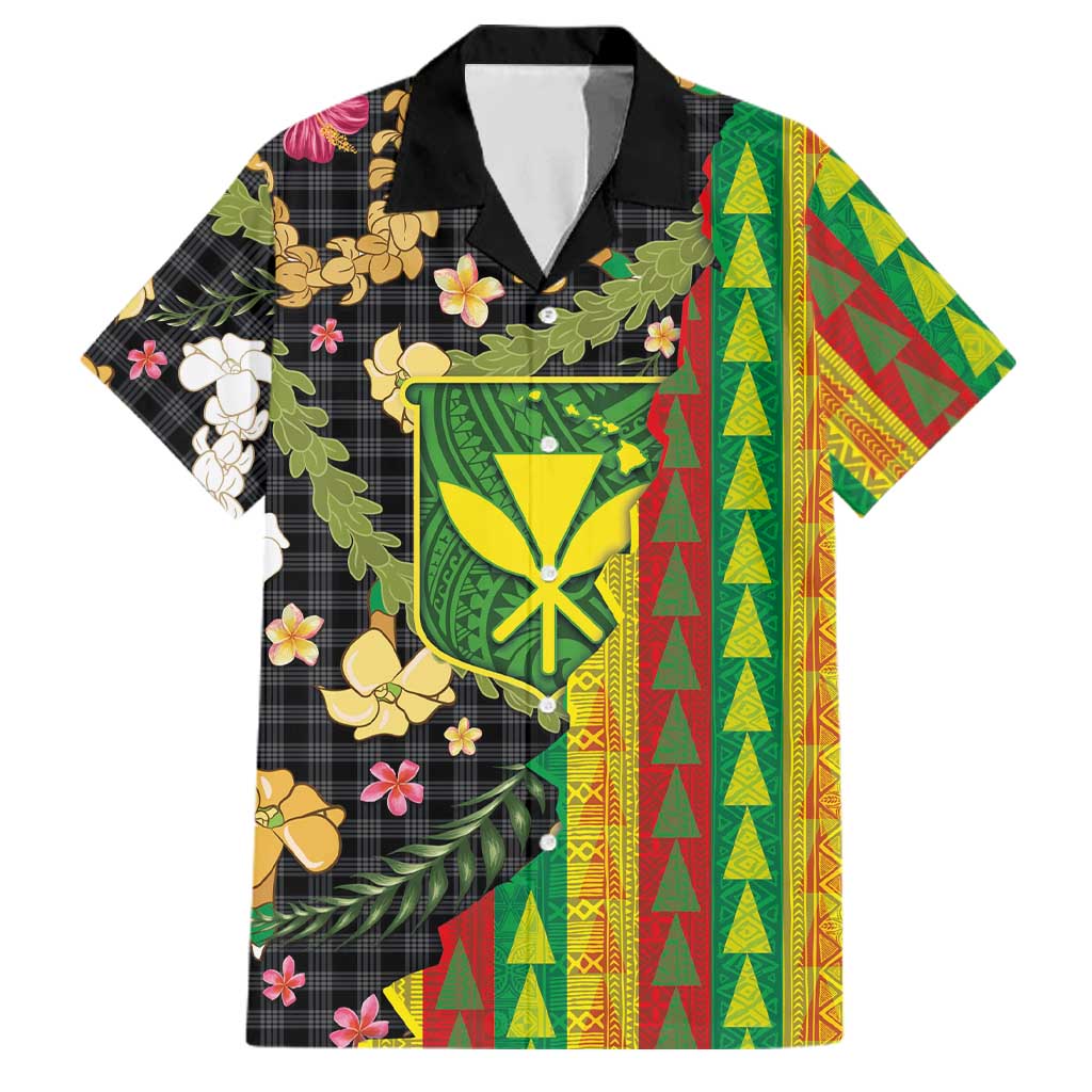 Hawaiian Tropical Plants Lei Family Matching Long Sleeve Bodycon Dress and Hawaiian Shirt Kanaka Maoli Tribal with Palaka Motifs LT03 Dad's Shirt - Short Sleeve Multicolor - Polynesian Pride