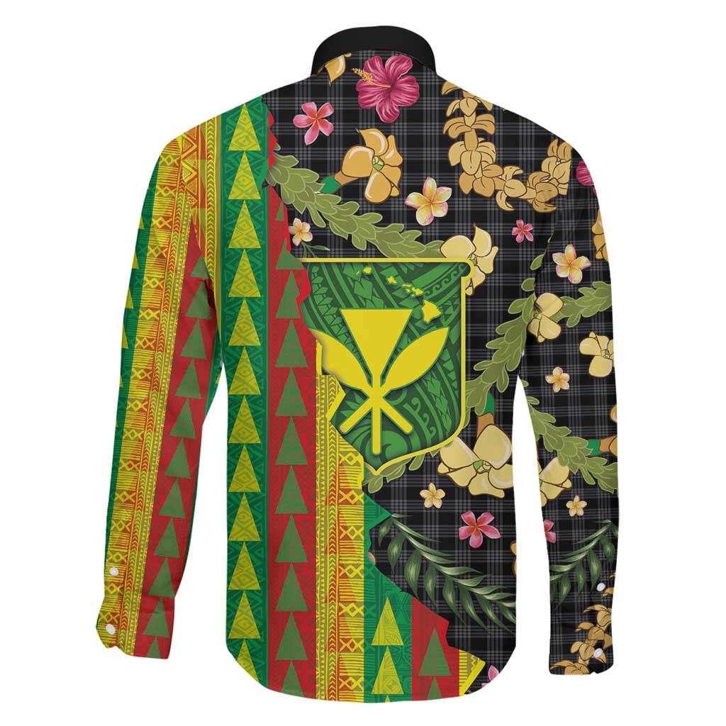 Hawaiian Tropical Plants Lei Family Matching Long Sleeve Bodycon Dress and Hawaiian Shirt Kanaka Maoli Tribal with Palaka Motifs LT03 - Polynesian Pride