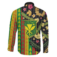 Hawaiian Tropical Plants Lei Family Matching Long Sleeve Bodycon Dress and Hawaiian Shirt Kanaka Maoli Tribal with Palaka Motifs LT03 - Polynesian Pride