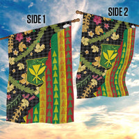 Hawaiian Tropical Plants Lei Garden Flag Kanaka Maoli Tribal with Palaka Motifs LT03 - Polynesian Pride
