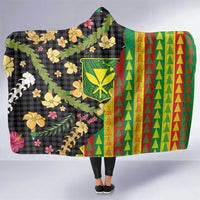 Hawaiian Tropical Plants Lei Hooded Blanket Kanaka Maoli Tribal with Palaka Motifs LT03 One Size Multicolor - Polynesian Pride