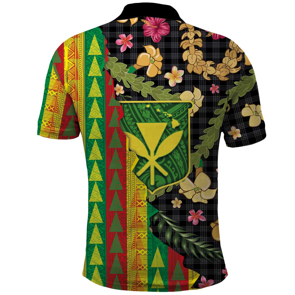 Hawaiian Tropical Plants Lei Polo Shirt Kanaka Maoli Tribal with Palaka Motifs LT03 - Polynesian Pride