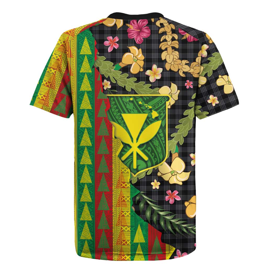 Hawaiian Tropical Plants Lei Rugby Jersey Kanaka Maoli Tribal with Palaka Motifs LT03 - Polynesian Pride
