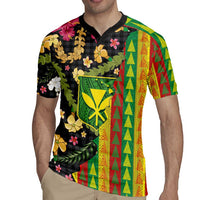 Hawaiian Tropical Plants Lei Rugby Jersey Kanaka Maoli Tribal with Palaka Motifs LT03 - Polynesian Pride