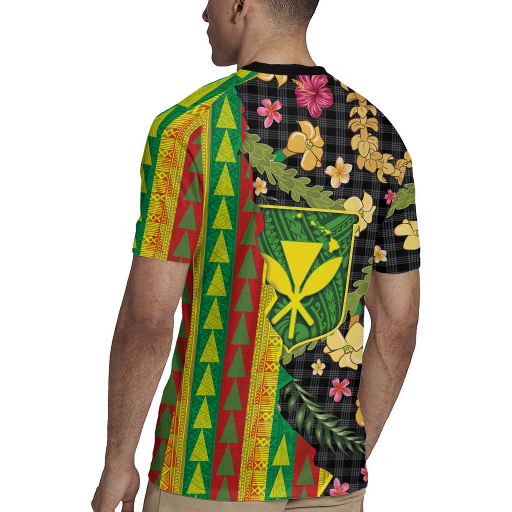 Hawaiian Tropical Plants Lei Rugby Jersey Kanaka Maoli Tribal with Palaka Motifs LT03 - Polynesian Pride