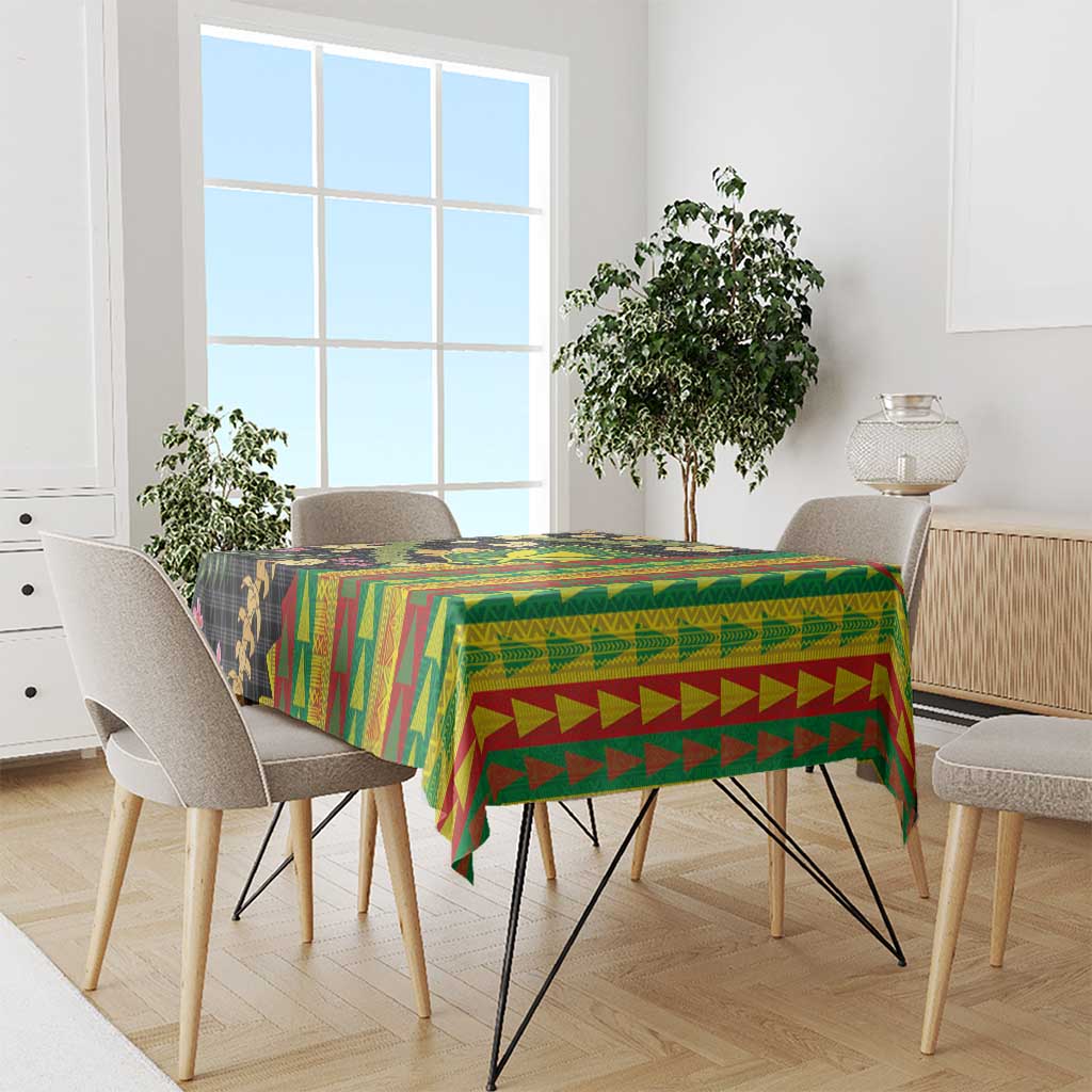 Hawaiian Tropical Plants Lei Tablecloth Kanaka Maoli Tribal with Palaka Motifs - Polynesian Pride