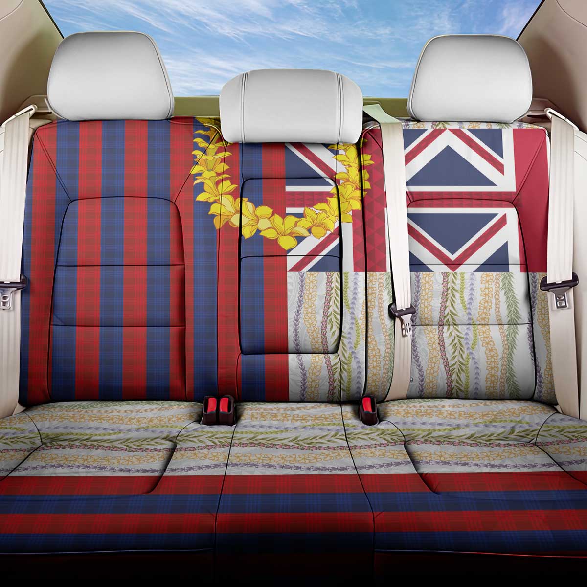 Hawaiian Tropical Plants Lei Back Car Seat Cover National Flag Style - Polynesian Pride
