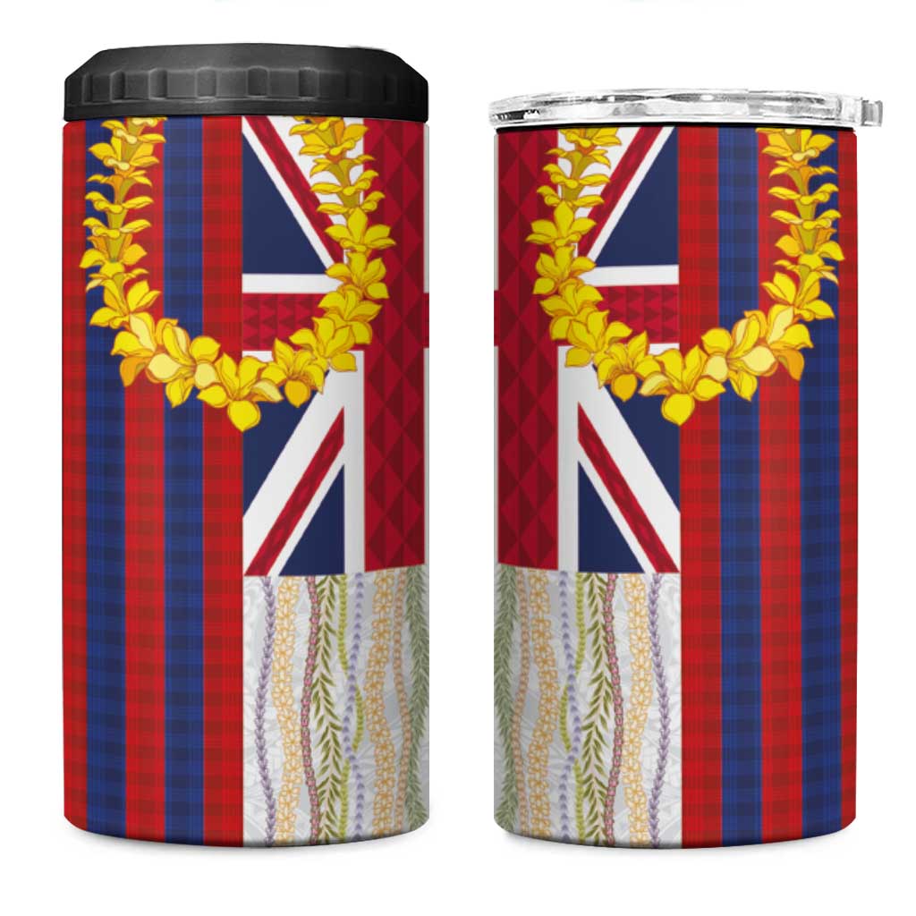 Hawaiian Tropical Plants Lei 4 in 1 Can Cooler Tumbler National Flag Style LT03 One Size: 16 oz Multicolor - Polynesian Pride