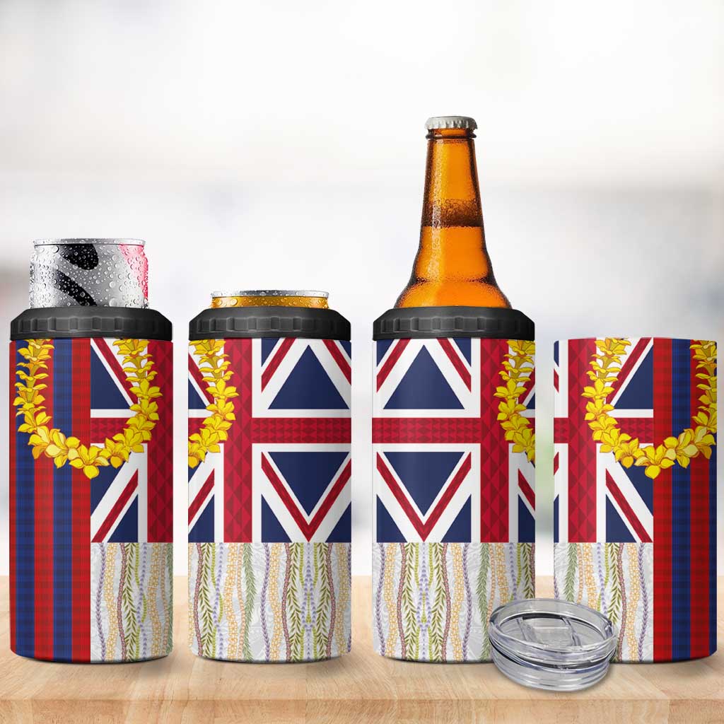Hawaiian Tropical Plants Lei 4 in 1 Can Cooler Tumbler National Flag Style LT03 - Polynesian Pride