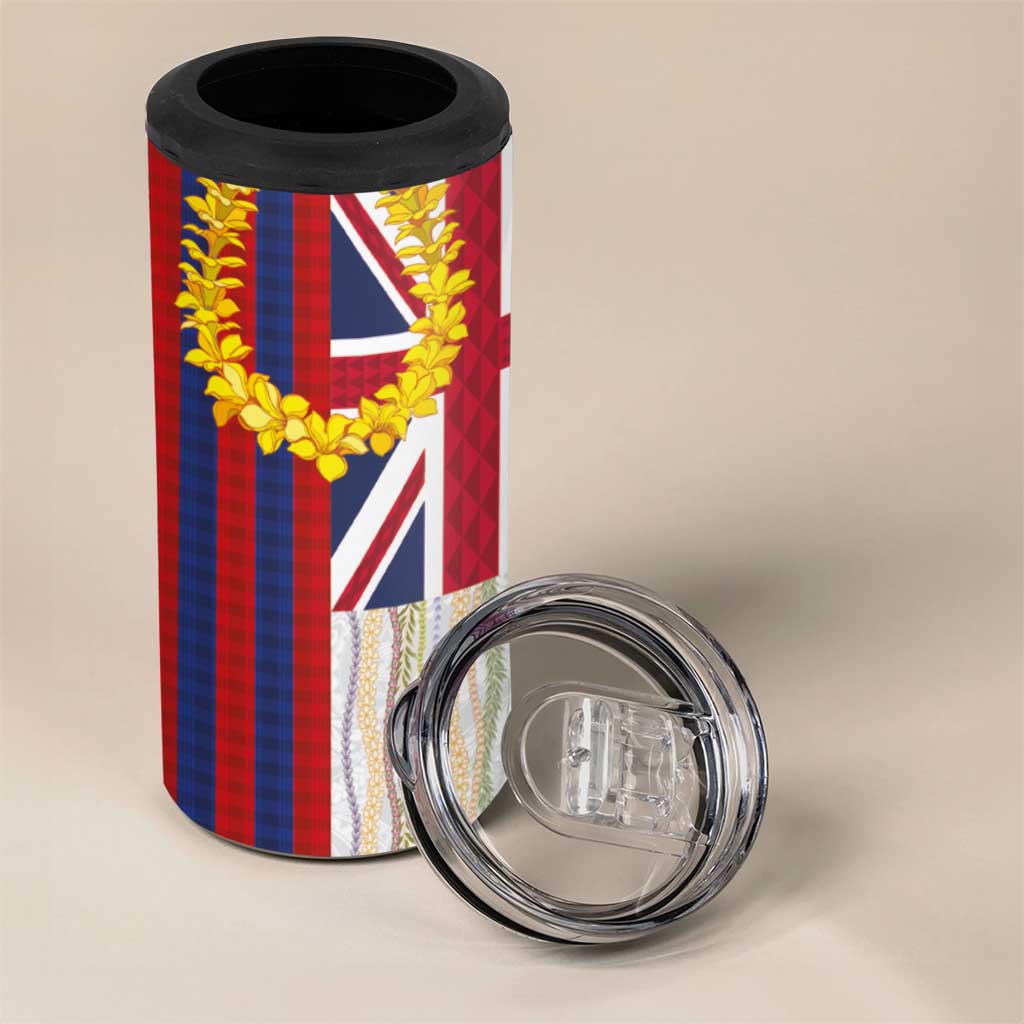 Hawaiian Tropical Plants Lei 4 in 1 Can Cooler Tumbler National Flag Style LT03 - Polynesian Pride