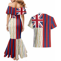 Hawaiian Tropical Plants Lei Couples Matching Mermaid Dress and Hawaiian Shirt National Flag Style LT03 - Polynesian Pride