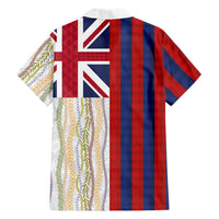 Hawaiian Tropical Plants Lei Family Matching Off Shoulder Short Dress and Hawaiian Shirt National Flag Style - Polynesian Pride