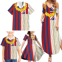 Hawaiian Tropical Plants Lei Family Matching Summer Maxi Dress and Hawaiian Shirt National Flag Style - Polynesian Pride