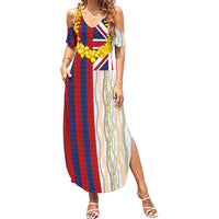 Hawaiian Tropical Plants Lei Family Matching Summer Maxi Dress and Hawaiian Shirt National Flag Style - Polynesian Pride