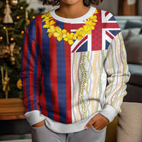 Hawaiian Tropical Plants Lei Kid Ugly Christmas Sweater National Flag Style LT03 - Polynesian Pride