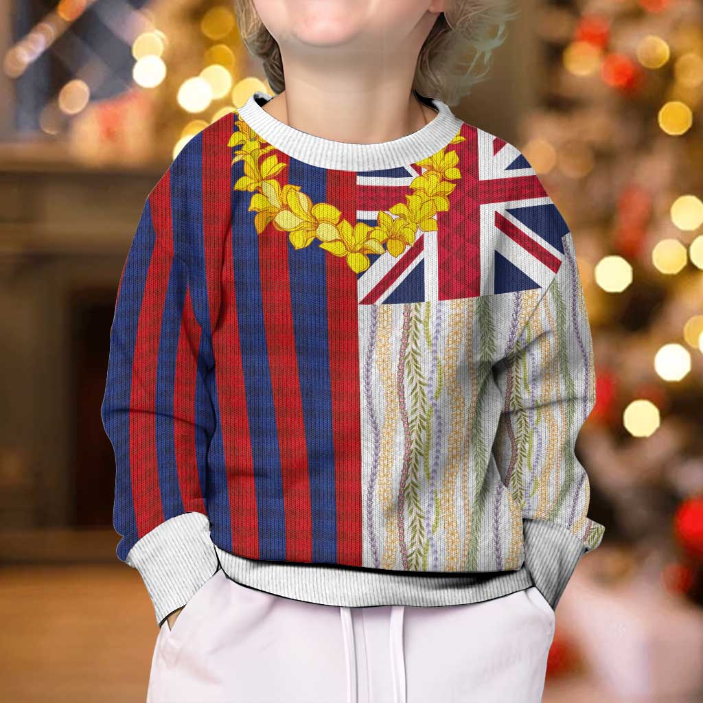 Hawaiian Tropical Plants Lei Kid Ugly Christmas Sweater National Flag Style LT03 - Polynesian Pride