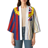 Hawaiian Tropical Plants Lei Kimono National Flag Style LT03 - Polynesian Pride