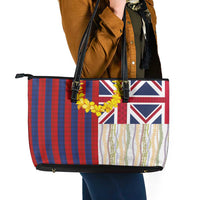 Hawaiian Tropical Plants Lei Leather Tote Bag National Flag Style LT03 - Polynesian Pride