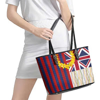 Hawaiian Tropical Plants Lei Leather Tote Bag National Flag Style LT03 - Polynesian Pride