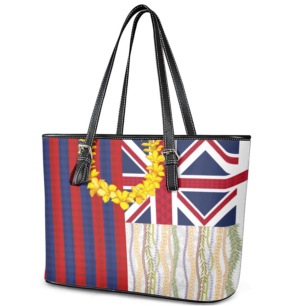 Hawaiian Tropical Plants Lei Leather Tote Bag National Flag Style LT03 - Polynesian Pride