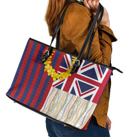 Hawaiian Tropical Plants Lei Leather Tote Bag National Flag Style LT03 - Polynesian Pride