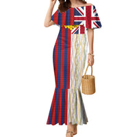 Hawaiian Tropical Plants Lei Mermaid Dress National Flag Style LT03 Women Multicolor - Polynesian Pride