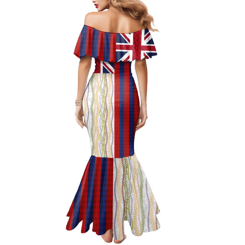 Hawaiian Tropical Plants Lei Mermaid Dress National Flag Style LT03 - Polynesian Pride