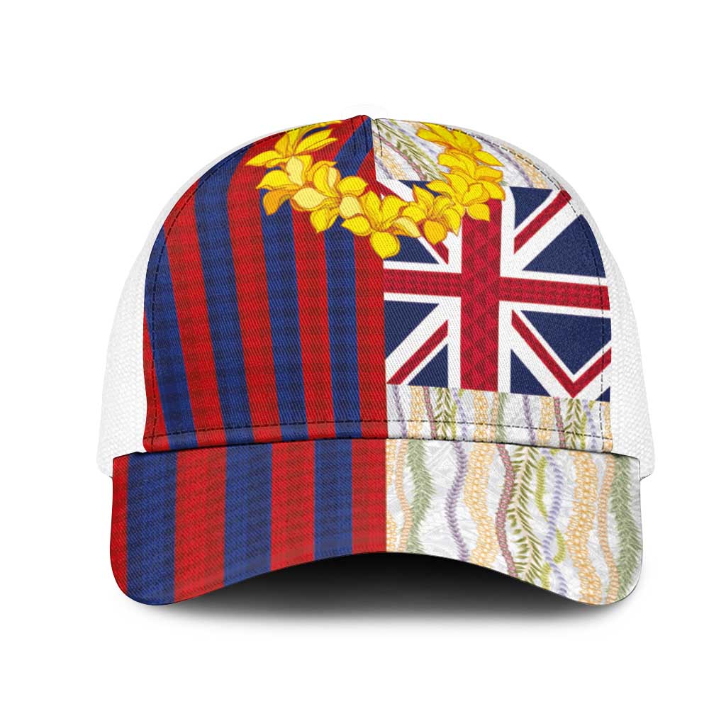 Hawaiian Tropical Plants Lei Mesh Trucker Cap National Flag Style - Polynesian Pride