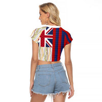 Hawaiian Tropical Plants Lei Raglan Cropped T Shirt National Flag Style LT03 - Polynesian Pride