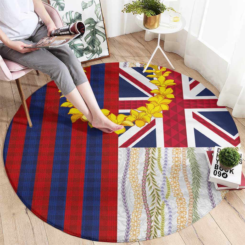Hawaiian Tropical Plants Lei Round Carpet National Flag Style LT03 - Polynesian Pride