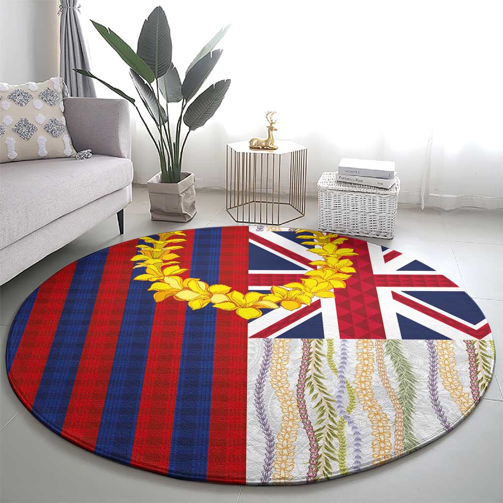 Hawaiian Tropical Plants Lei Round Carpet National Flag Style LT03 - Polynesian Pride