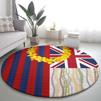 Hawaiian Tropical Plants Lei Round Carpet National Flag Style LT03 - Polynesian Pride