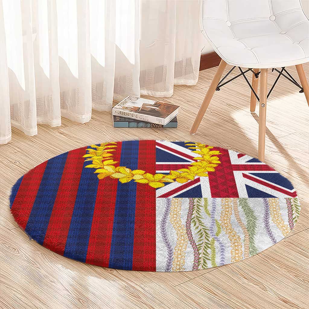 Hawaiian Tropical Plants Lei Round Carpet National Flag Style LT03 - Polynesian Pride