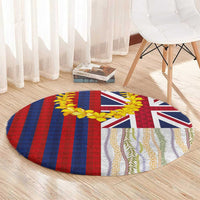 Hawaiian Tropical Plants Lei Round Carpet National Flag Style LT03 - Polynesian Pride