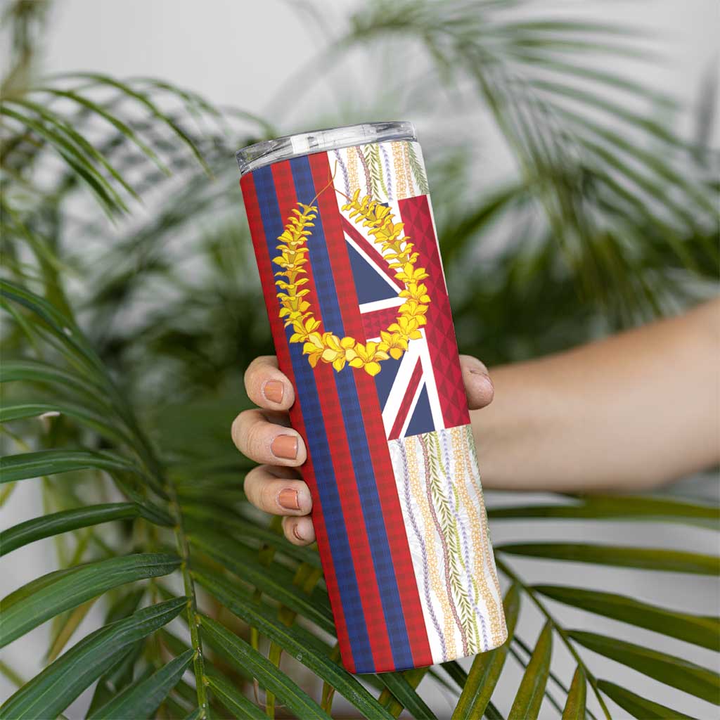 Hawaiian Tropical Plants Lei Skinny Tumbler National Flag Style LT03 - Polynesian Pride